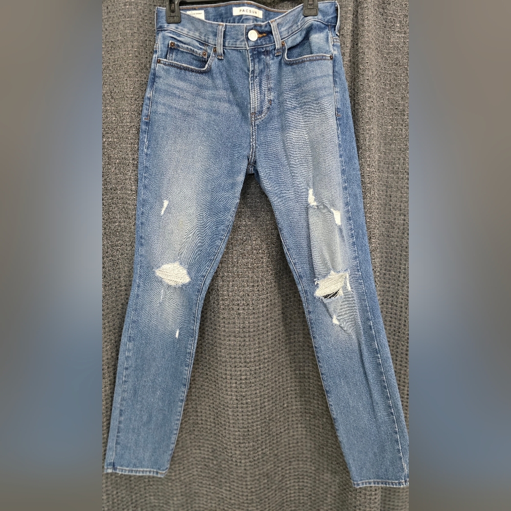 PacSun Blue Skinny Jeans with Natural Distressing